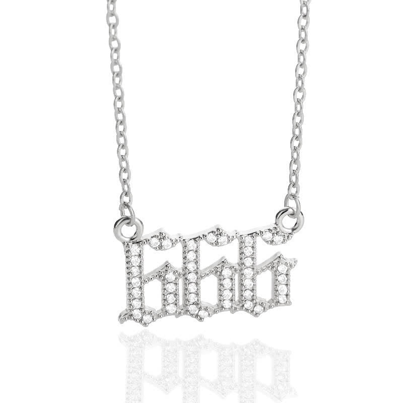 Zirconia Angel Numbers Necklace - Seraphina-Silver-666-The Livary