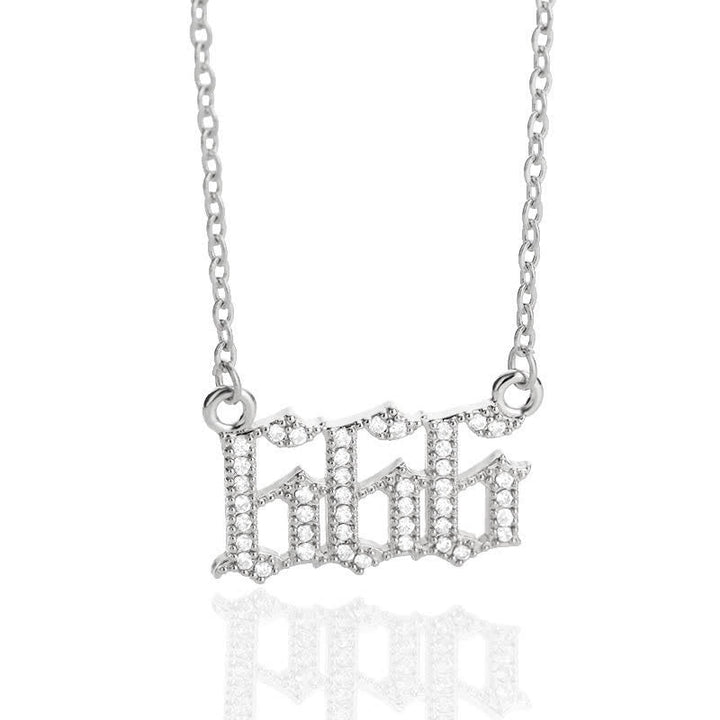 Zirconia Angel Numbers Necklace - Seraphina-Silver-666-The Livary