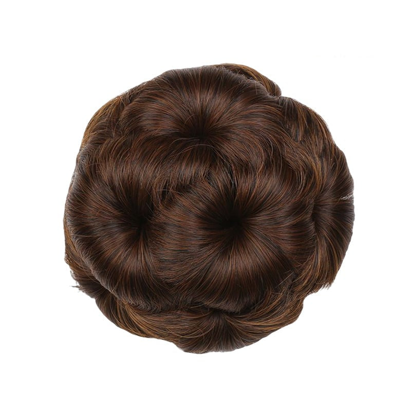 Flower-shaped Hair Clip with Hair Extension – Fiora-Light brown-The Livary