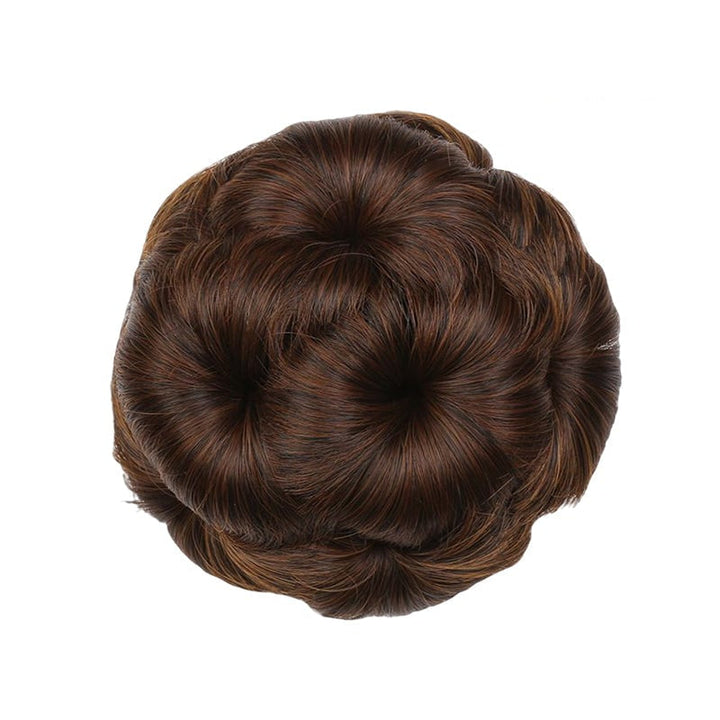 Flower-shaped Hair Clip with Hair Extension – Fiora-Light brown-The Livary