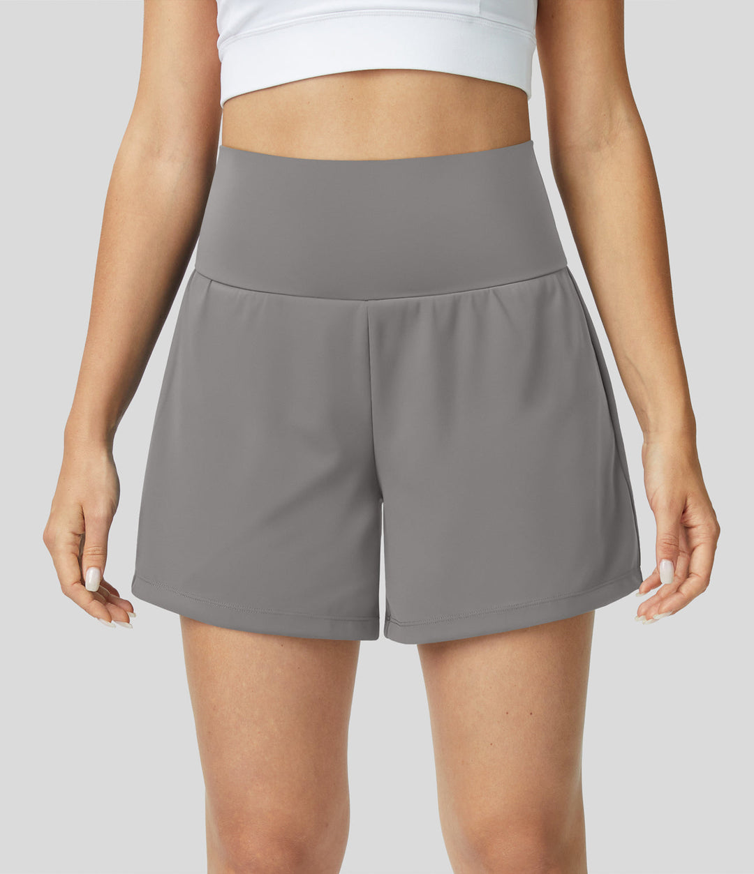 Breathable & Quick-drying High-Waist Fitness Shorts for Women – Mirabella-Gray-S-The Livary