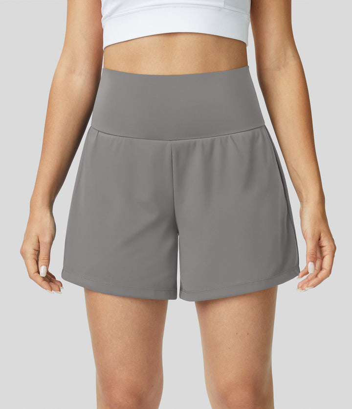 Breathable & Quick-drying High-Waist Fitness Shorts for Women – Mirabella-Gray-S-The Livary