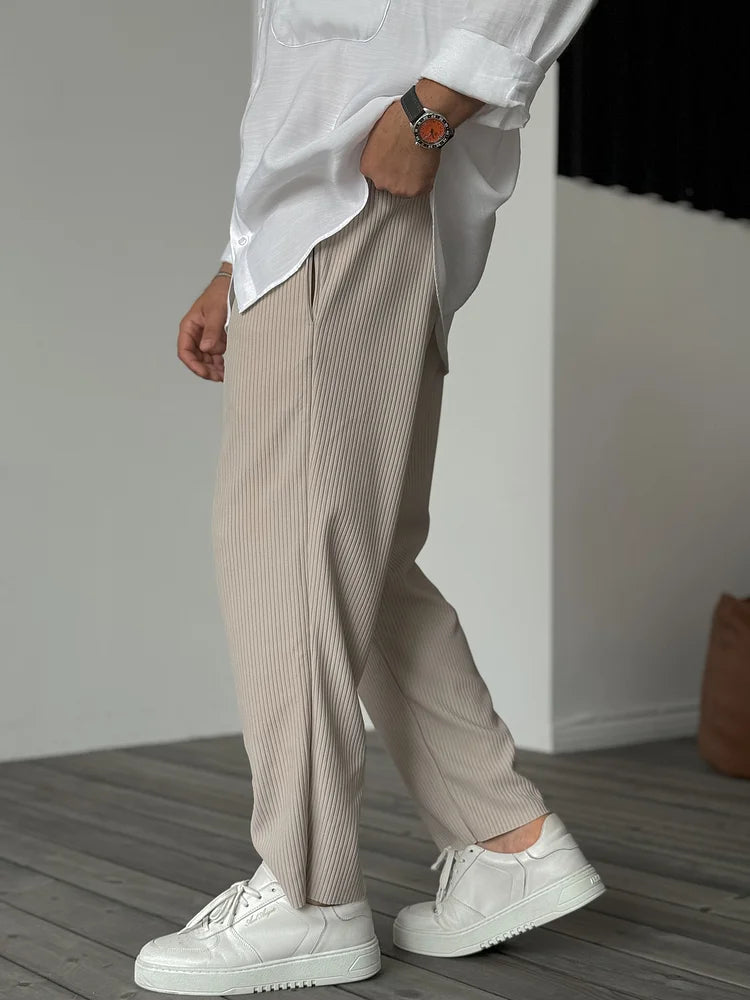 Luxury Men's Trousers in Soft Fabric – Alessio-Beige-S-The Livary