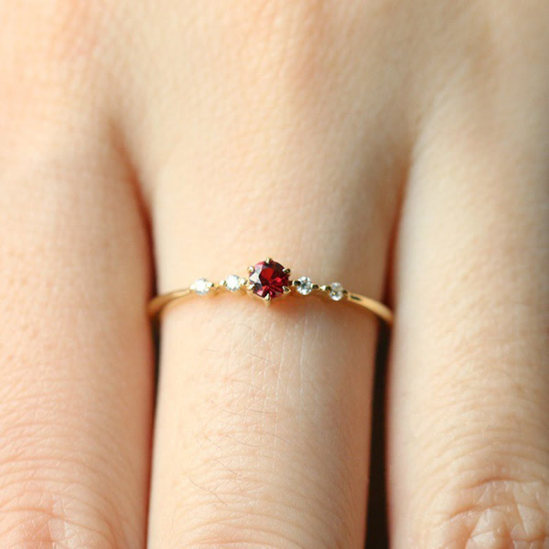 18K Gold Garnet Stone Ring - Elara-2.01 in-The Livary