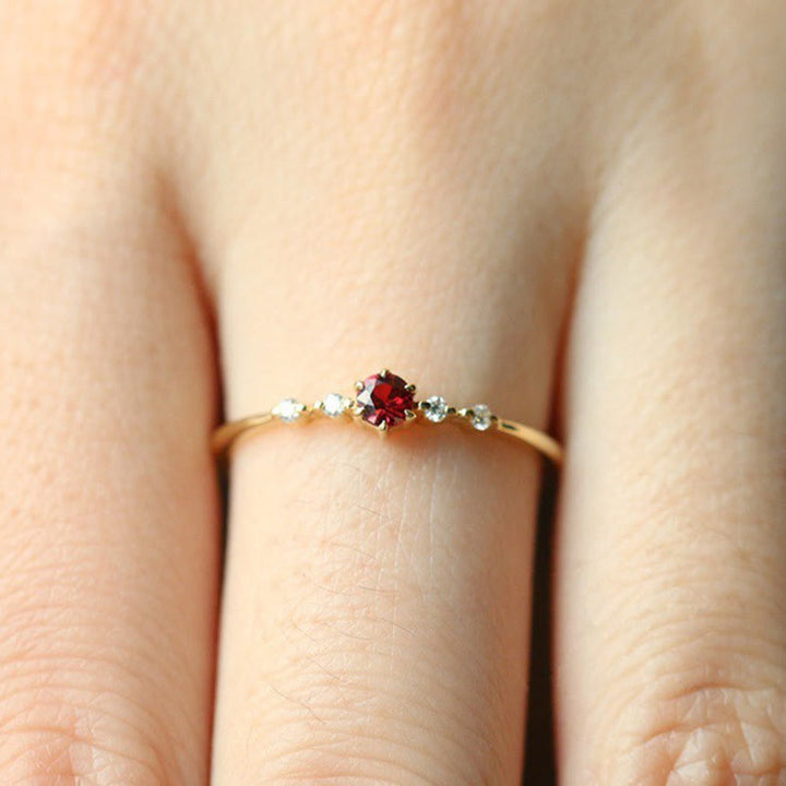 18K Gold Garnet Stone Ring - Elara-2.01 in-The Livary