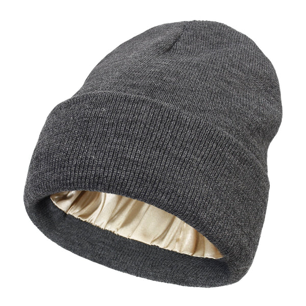 Winter Beanie with Silk Lining - Noor-Grey-The Livary
