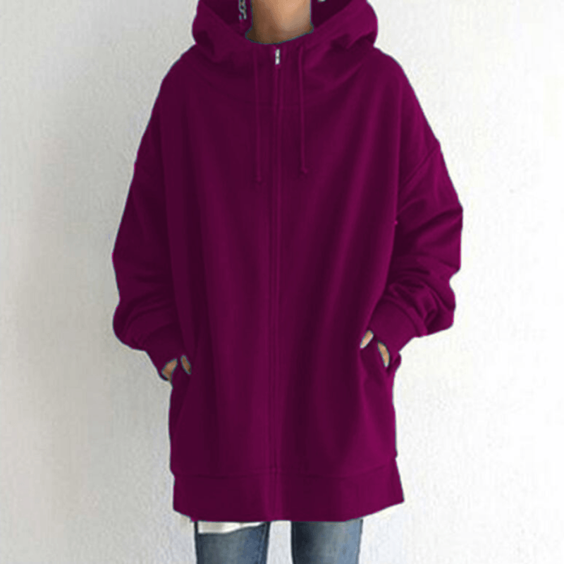 Comfortable Women's Jacket with Hood - ComfyHood-Pink red-S-The Livary