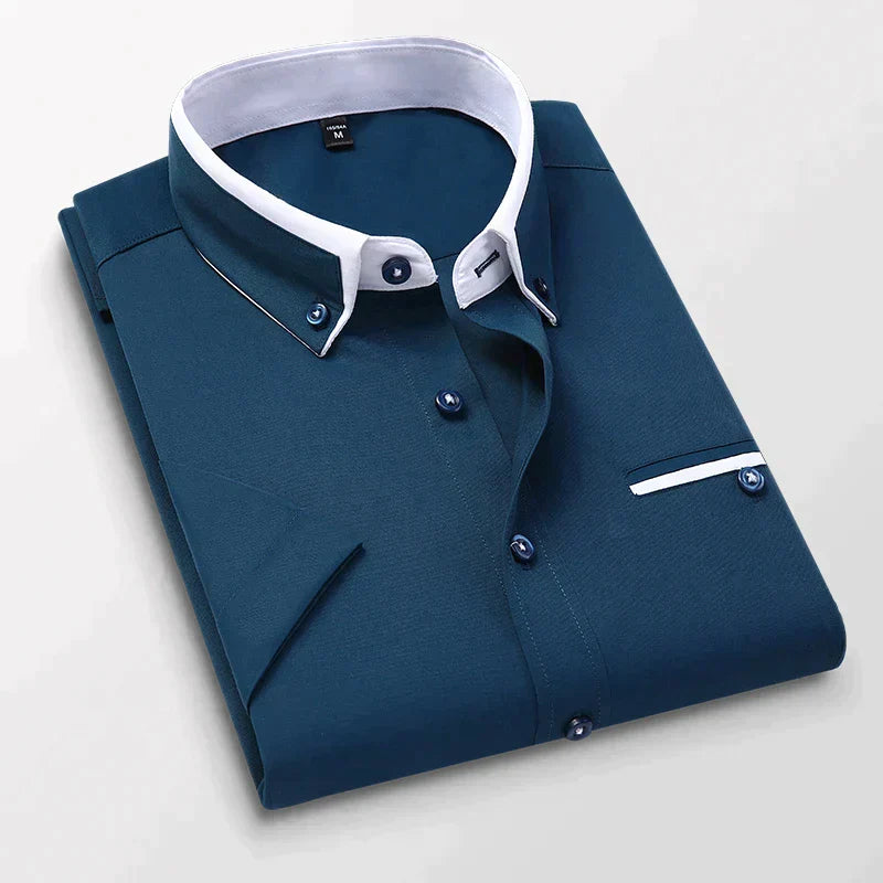 Men's Short Sleeve Shirt - Victor-Dark blue-M-The Livary