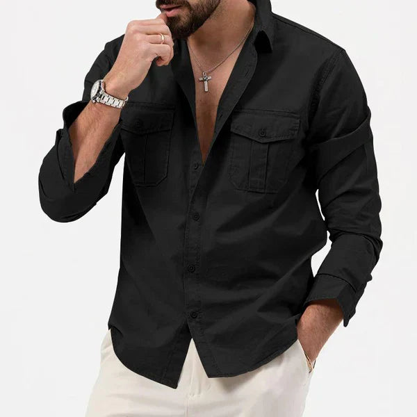 Stylish Men's Cargo Shirt - Tobias-Khaki-S-The Livary