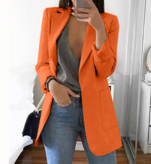 Trendy Ladies Blazer Vest - Elise-Orange-S-The Livary