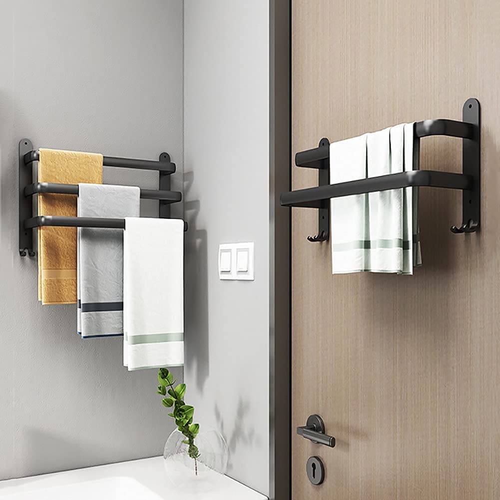 Towel Holder with Hooks - DrySpace-2 rods-40 cm-The Livary