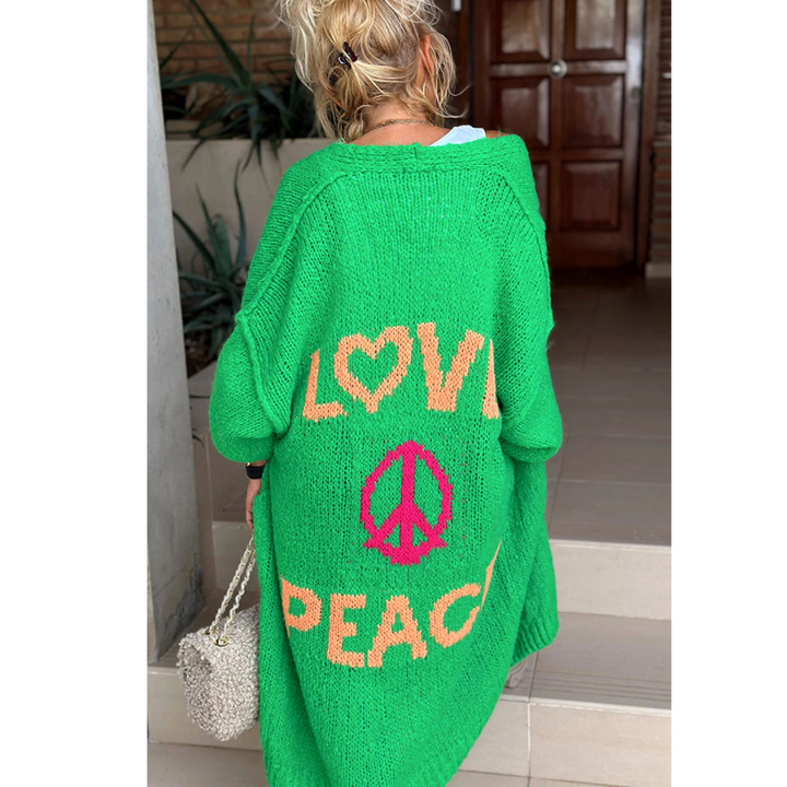Trendy Long Knitted Cardigan - Sofia-Green-One Size-The Livary