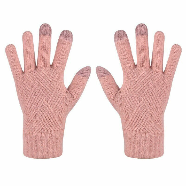 Comfy Knitted Women's Gloves - Isabelle-Coral Red-The Livary
