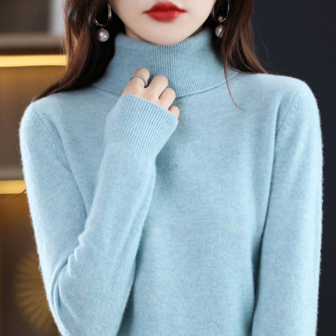 Luxury Cashmere Ladies Turtleneck - Elena-Light blue-S-The Livary