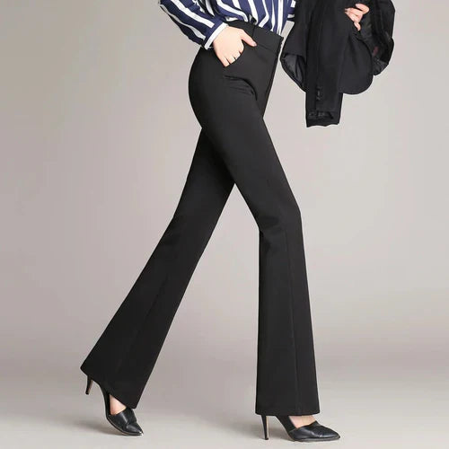 Slim Fit Flared High Waist Trousers – Mila-Black-S-The Livary