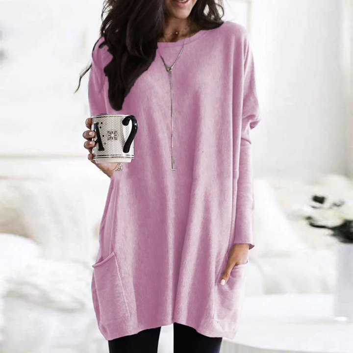 Trendy Tunic with Long Sleeves - Celina-Dark pink-S-The Livary