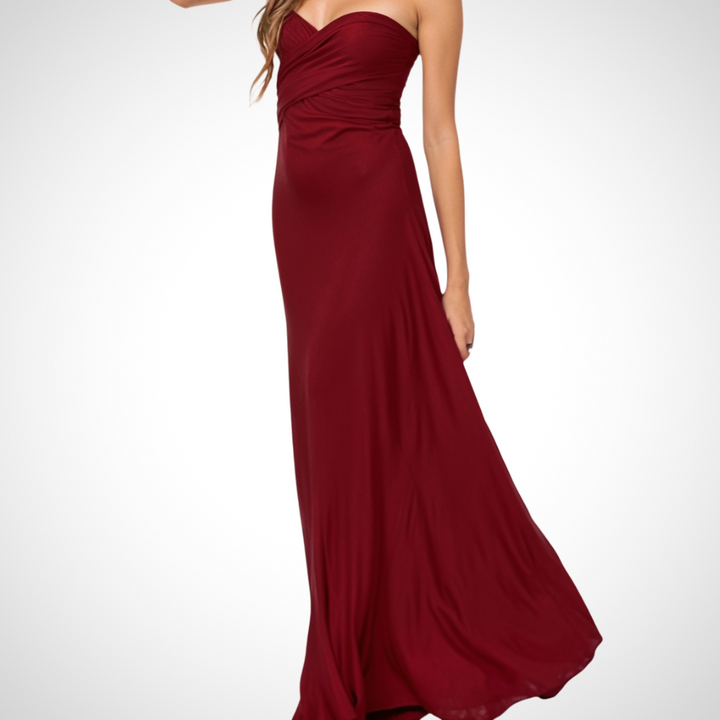 Elegant wrap maxi dress with a feminine fit – Celine-Wine red-S-The Livary