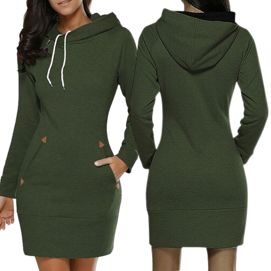 Hooded sweatshirt dress with pockets – Isabella-Black-S-The Livary