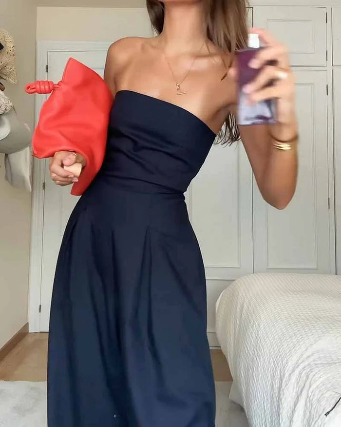 Strapless & Stylish Women's Jumpsuit for Every Occasion – Elina-Brown-XS-The Livary