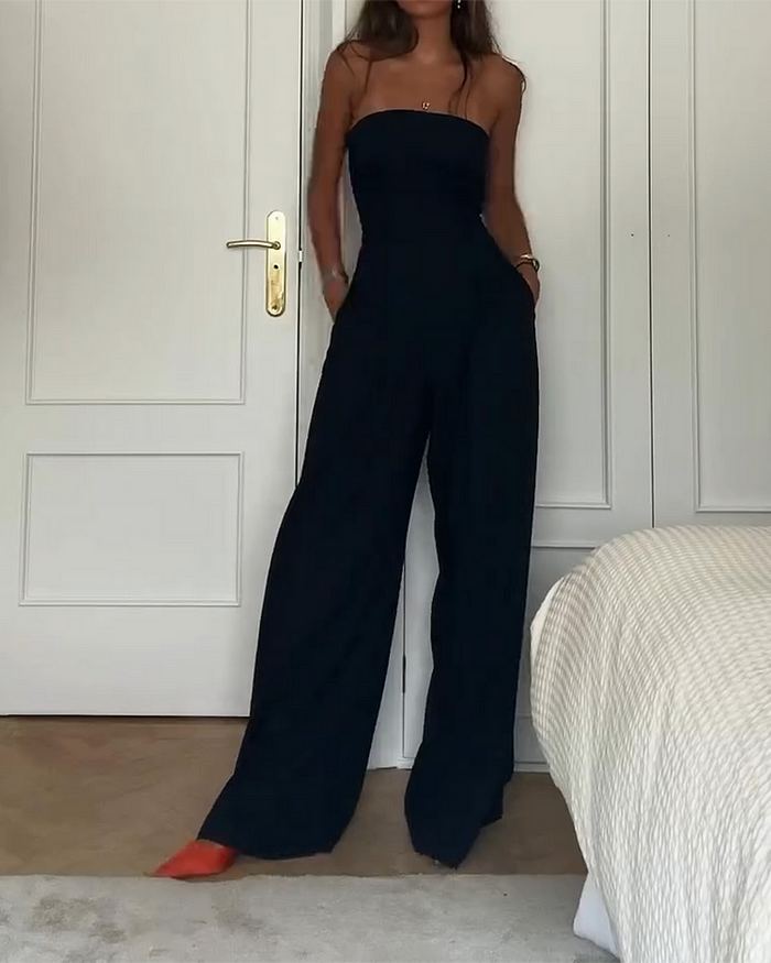Strapless & Stylish Women's Jumpsuit for Every Occasion – Elina-Brown-XS-The Livary