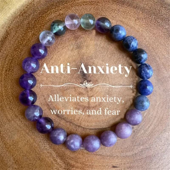 Anti-Anxiety Amethyst, Lepidolite and Lapis Lazuli Bracelet - Aurora-The Livary