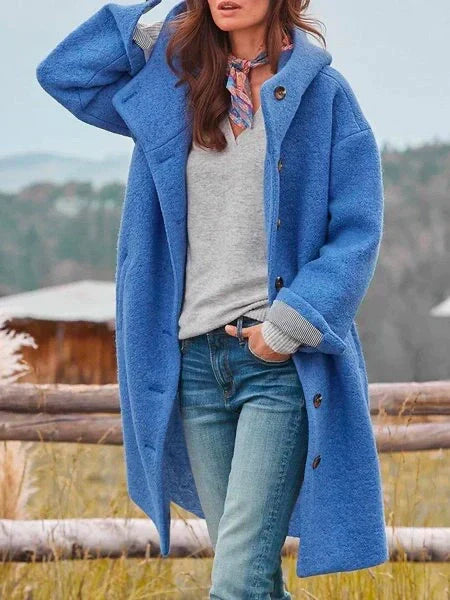 Comfortable ladies' coat – Anouk-Blue-S-The Livary