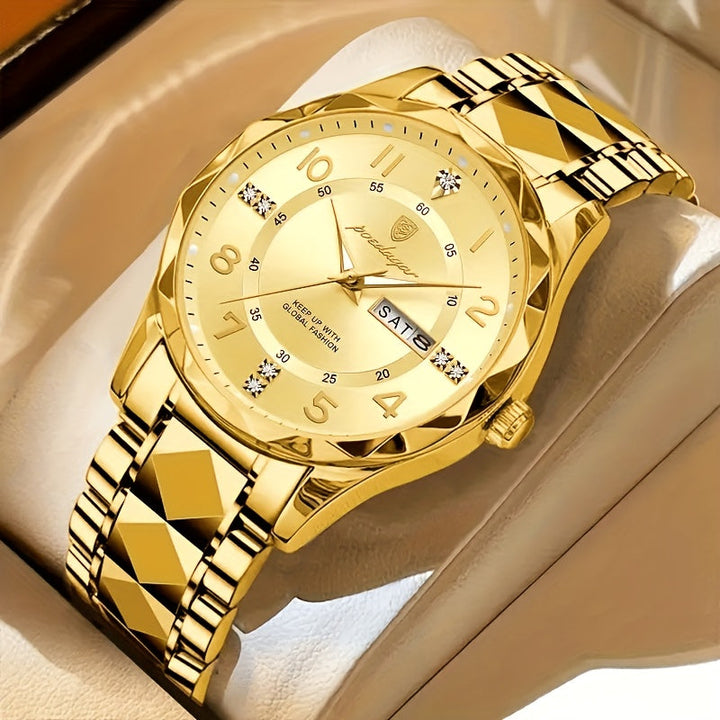 Multifunctional Waterproof Sports Watch for Men - Titan-Inter-golden Band With Blue Surface-The Livary