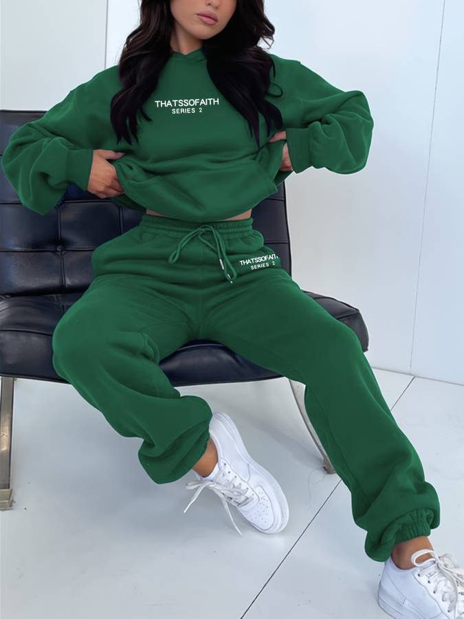 Casual Women's Sweatpants & Sweater Set - Harper-Dark green-S-The Livary
