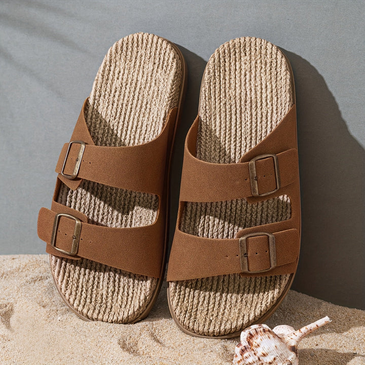 Stylish men's summer slip-ons with adjustable straps - GripStep-Black-6.5-The Livary