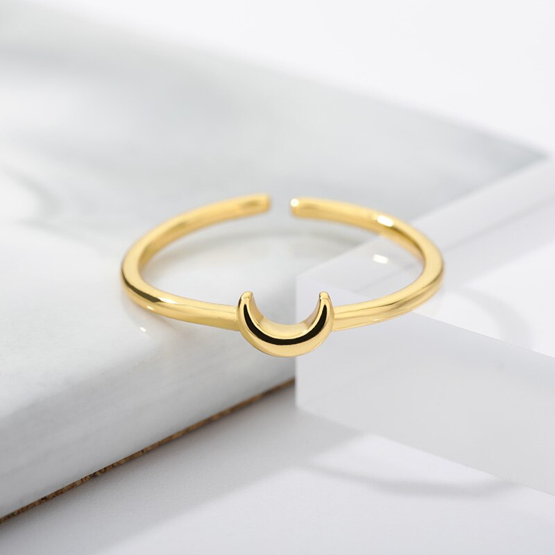 Minimalist Crescent Ring - Nova-Gold-The Livary