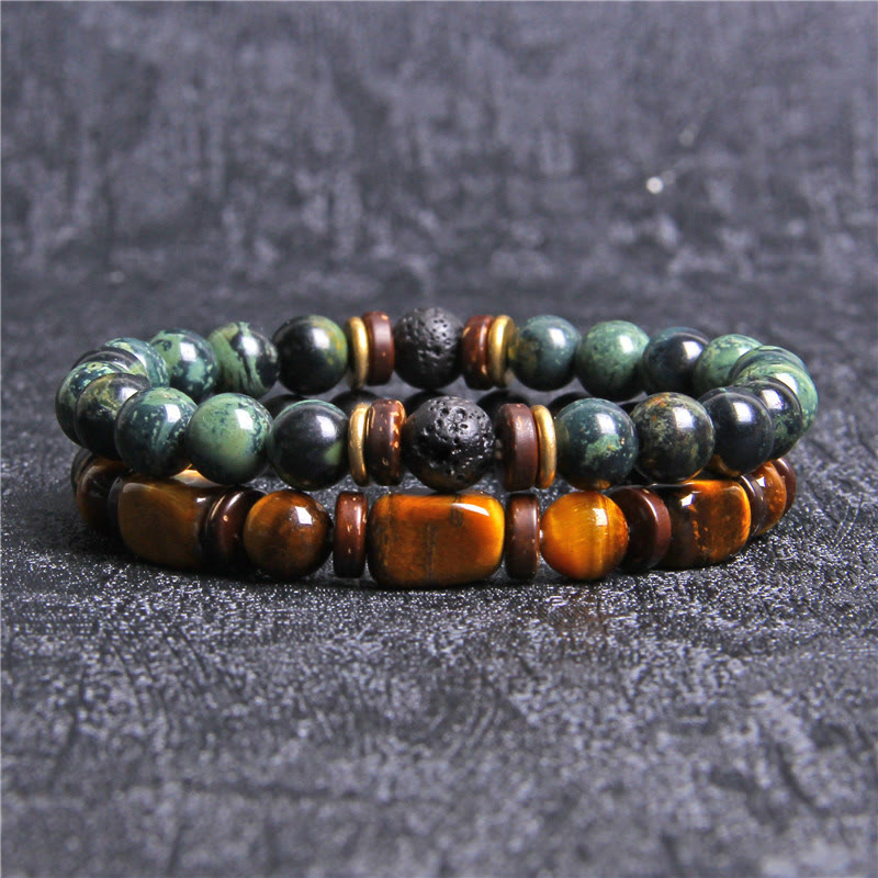 African Turquoise & Tiger Eye Bracelet - Naya-Tiger's eye & African turquoise-The Livary
