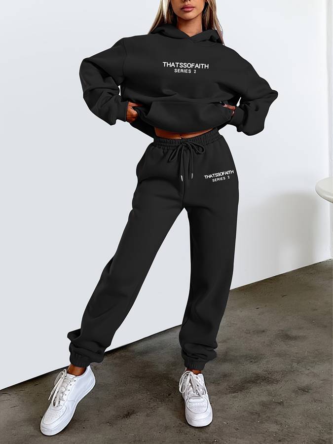 Casual Women's Sweatpants & Sweater Set - Harper-Black-S-The Livary