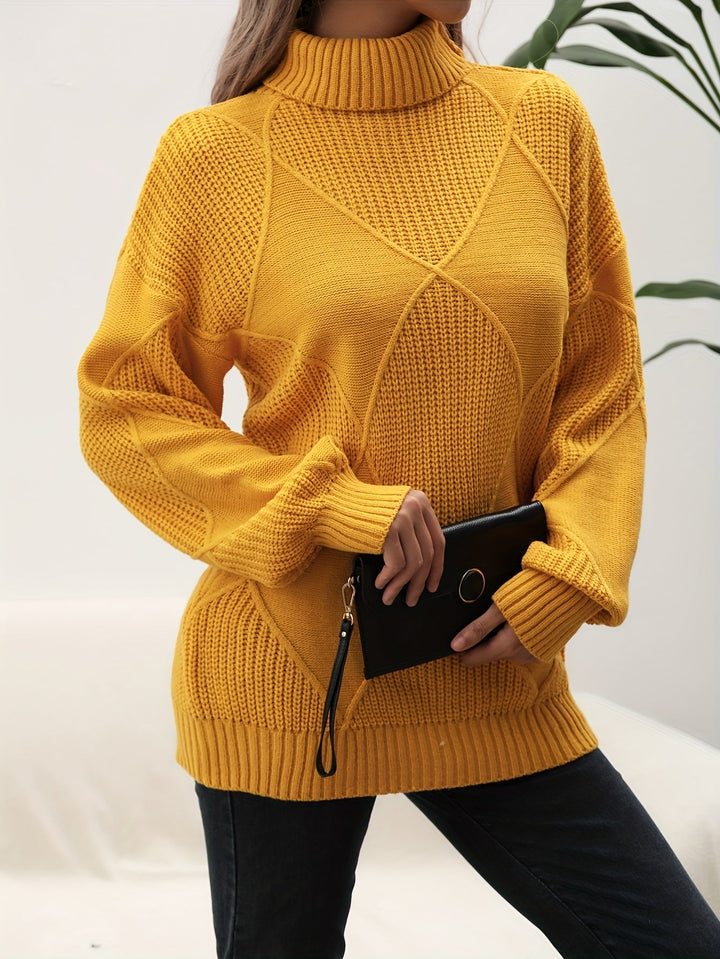 Trendy Plain Turtleneck - Selena-Yellow-S-The Livary