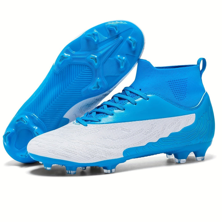 Men's Football Boots with Grip & High Ankle Design – Dario-Blue White-7-The Livary