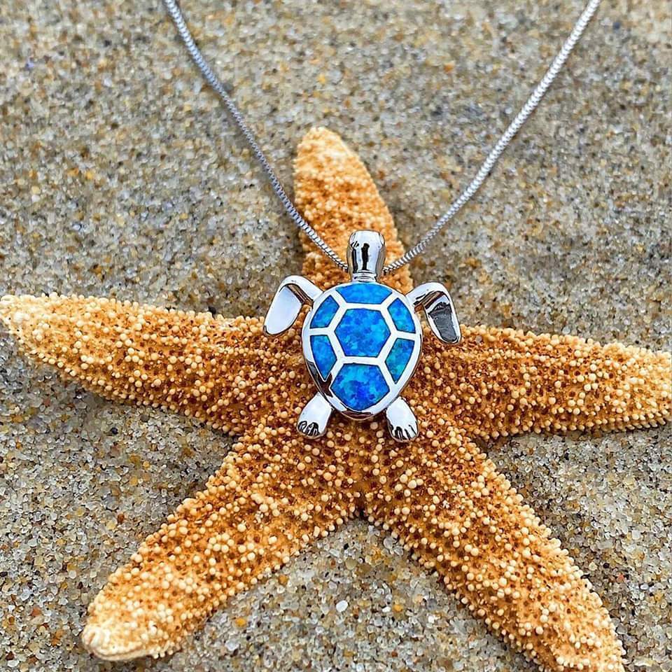 Ocean Wonder Turtle Set with Necklace and Earrings - Mila-Blue-The Livary
