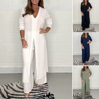 Casual Two-Piece Leisure Suit for Women - Nova-White-S-The Livary