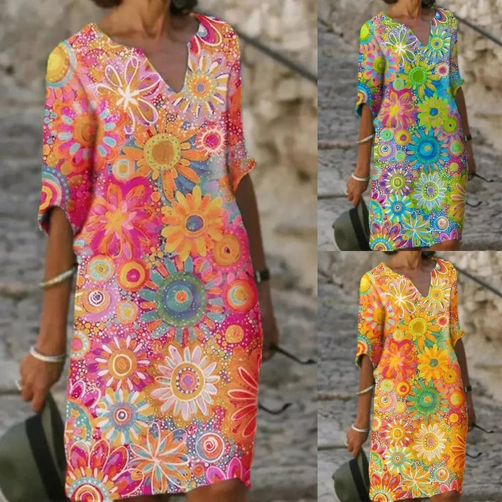 Summer dress with floral print - Marisol-Yellow-S-The Livary