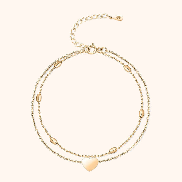 Stylish Heart Anklet - Fiora-Gold-The Livary