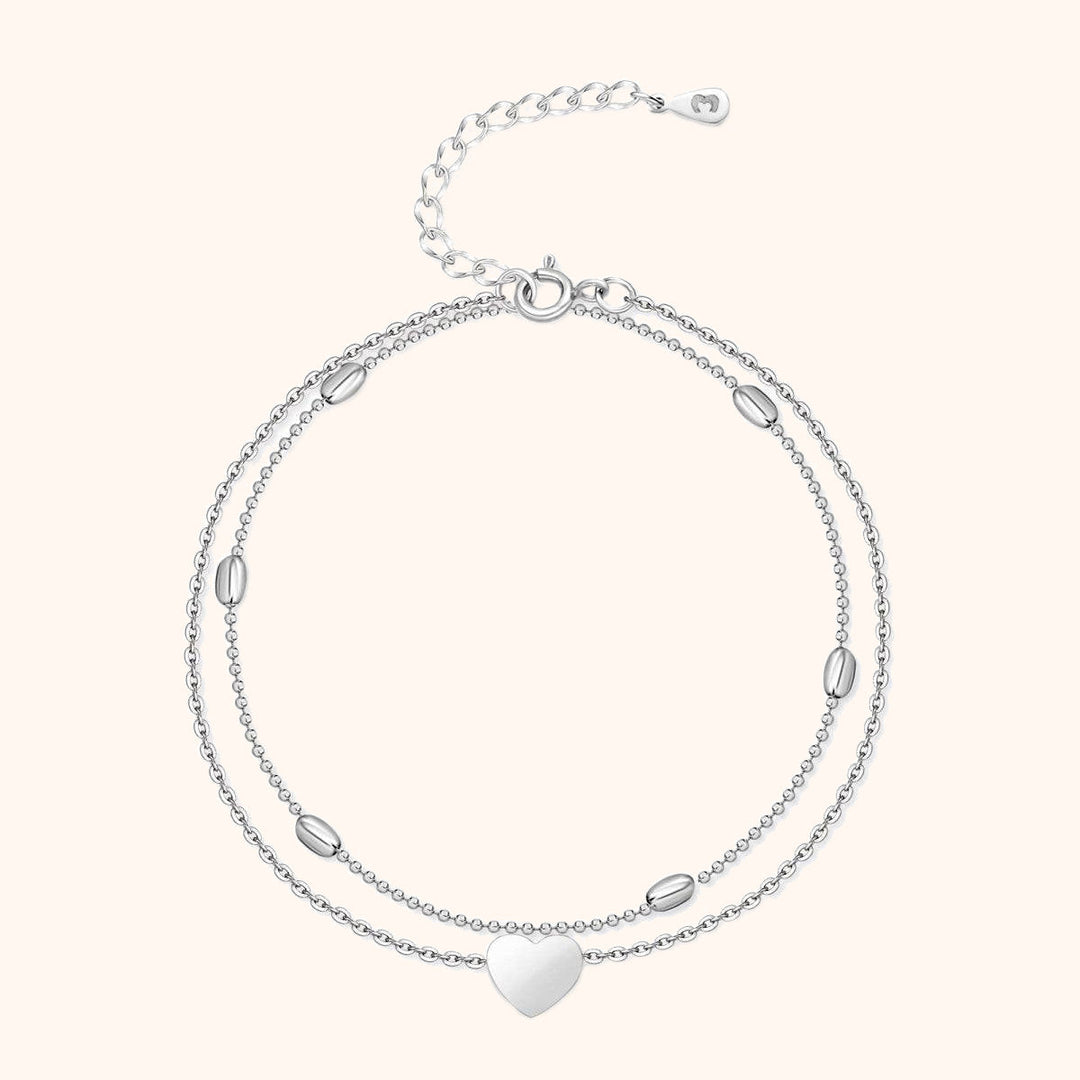 Stylish Heart Anklet - Fiora-Silver-The Livary