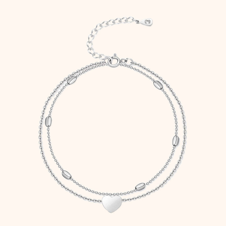 Stylish Heart Anklet - Fiora-Silver-The Livary