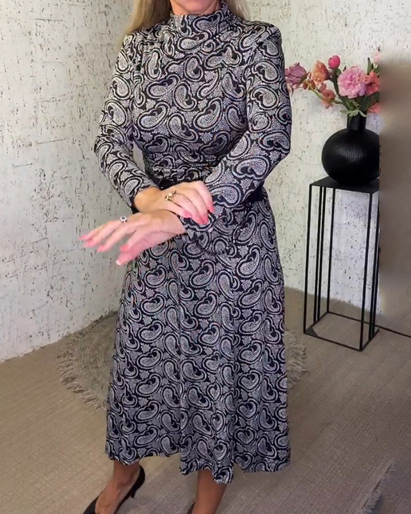 Stylish and Versatile Dress with Collar and Print - Iris-S-The Livary