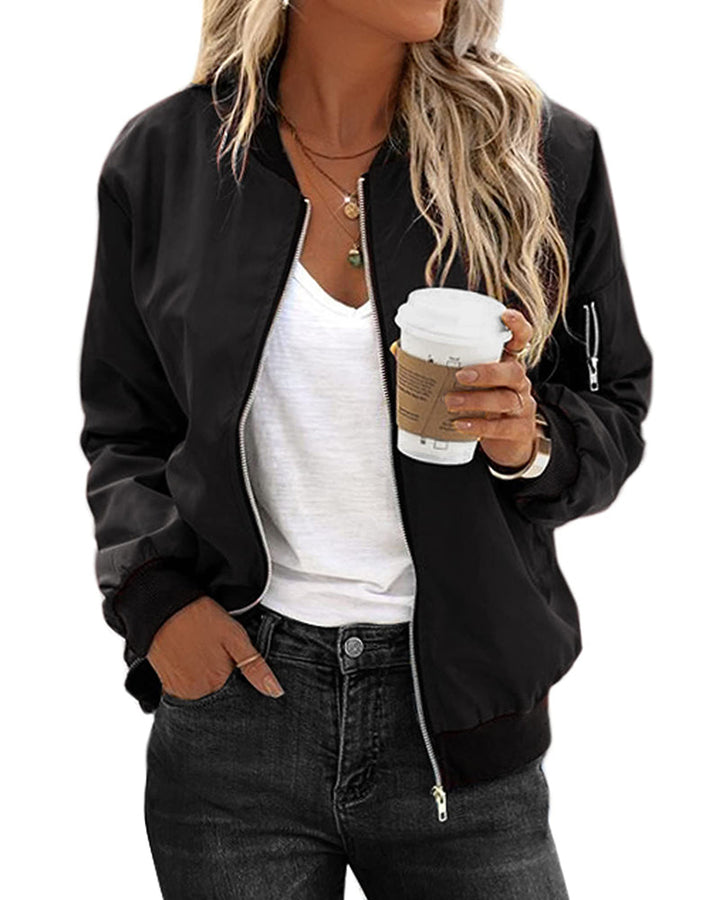 Fashionable Streetwear Bomber Jacket - Daniela-Black-M-The Livary