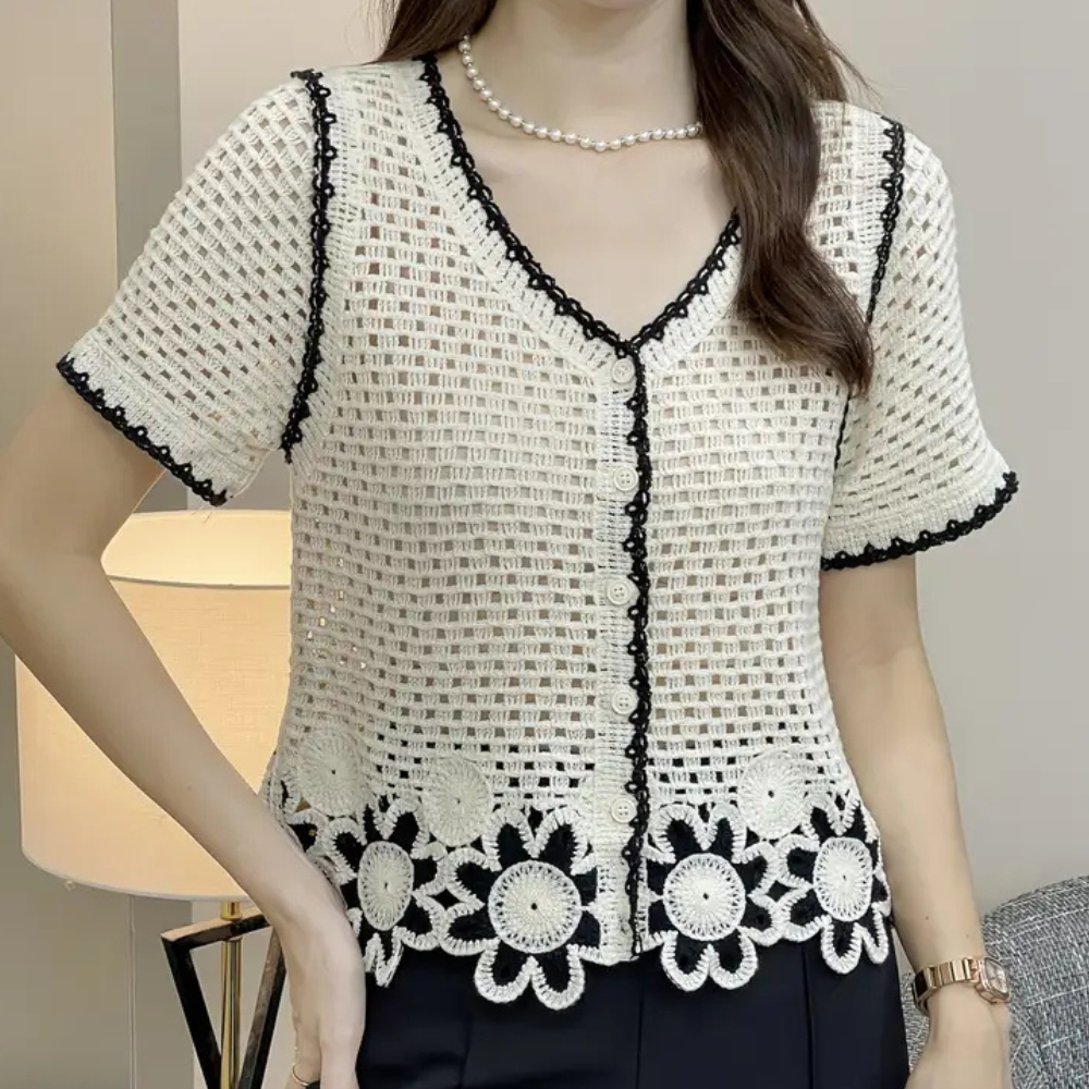 Trendy Openwork Blouse for Women - Livia-The Livary