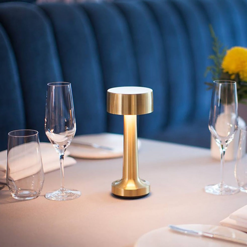 Modern Dimmerable Table Lamp - Victor-Gold-Cylinder-The Livary