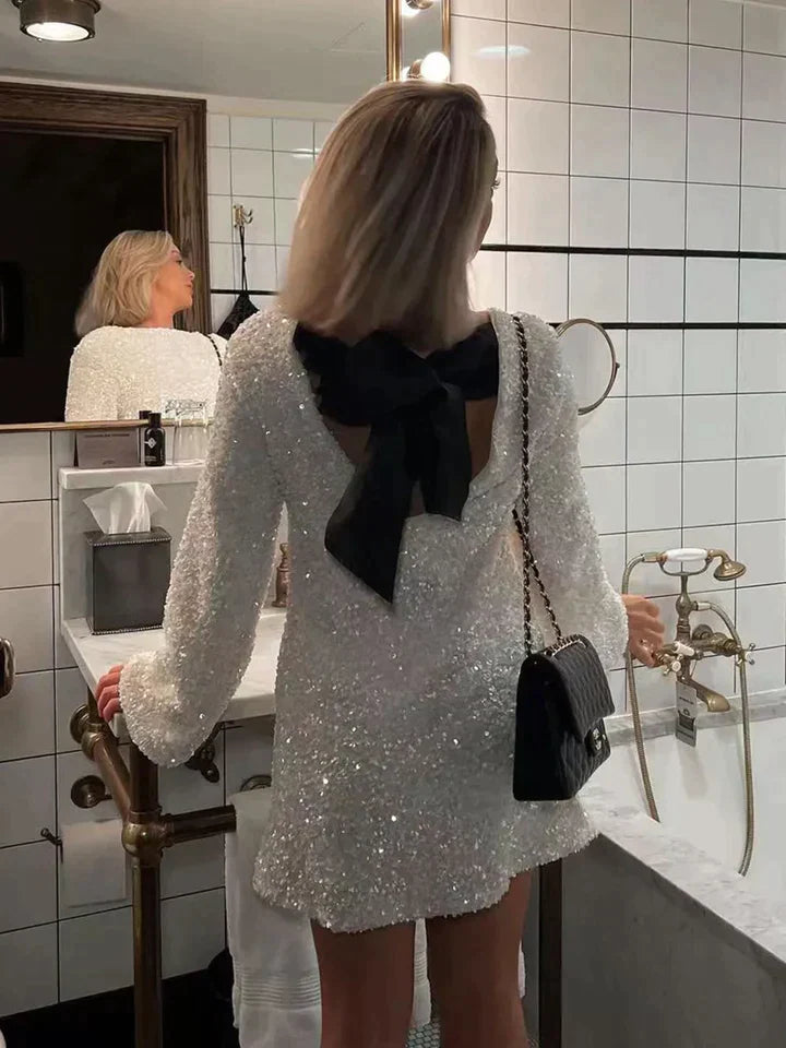 Trendy Glitter Midi Dress - Stella-White-XS-The Livary