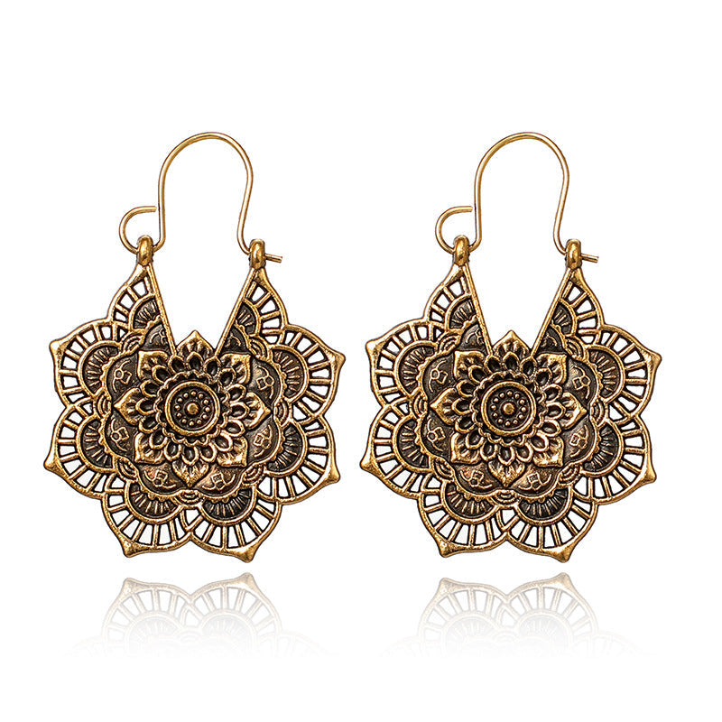Lotus Mandala Earrings - Levana-Gold-The Livary