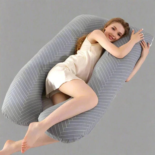 Pregnancy pillow - MammaNest-Grey Striped-The Livary