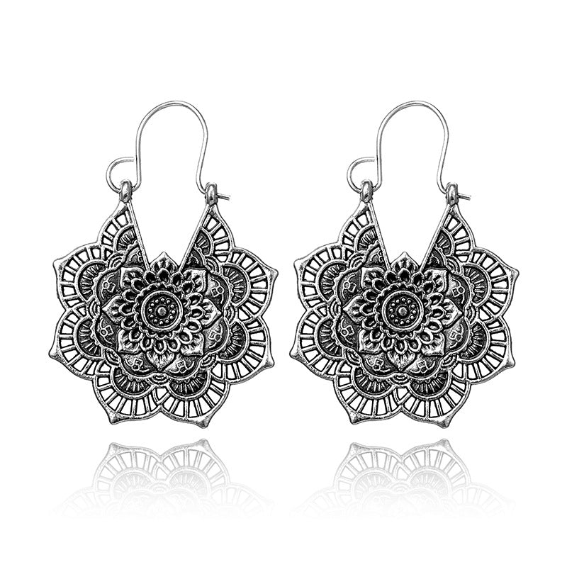 Lotus Mandala Earrings - Levana-Silver-The Livary