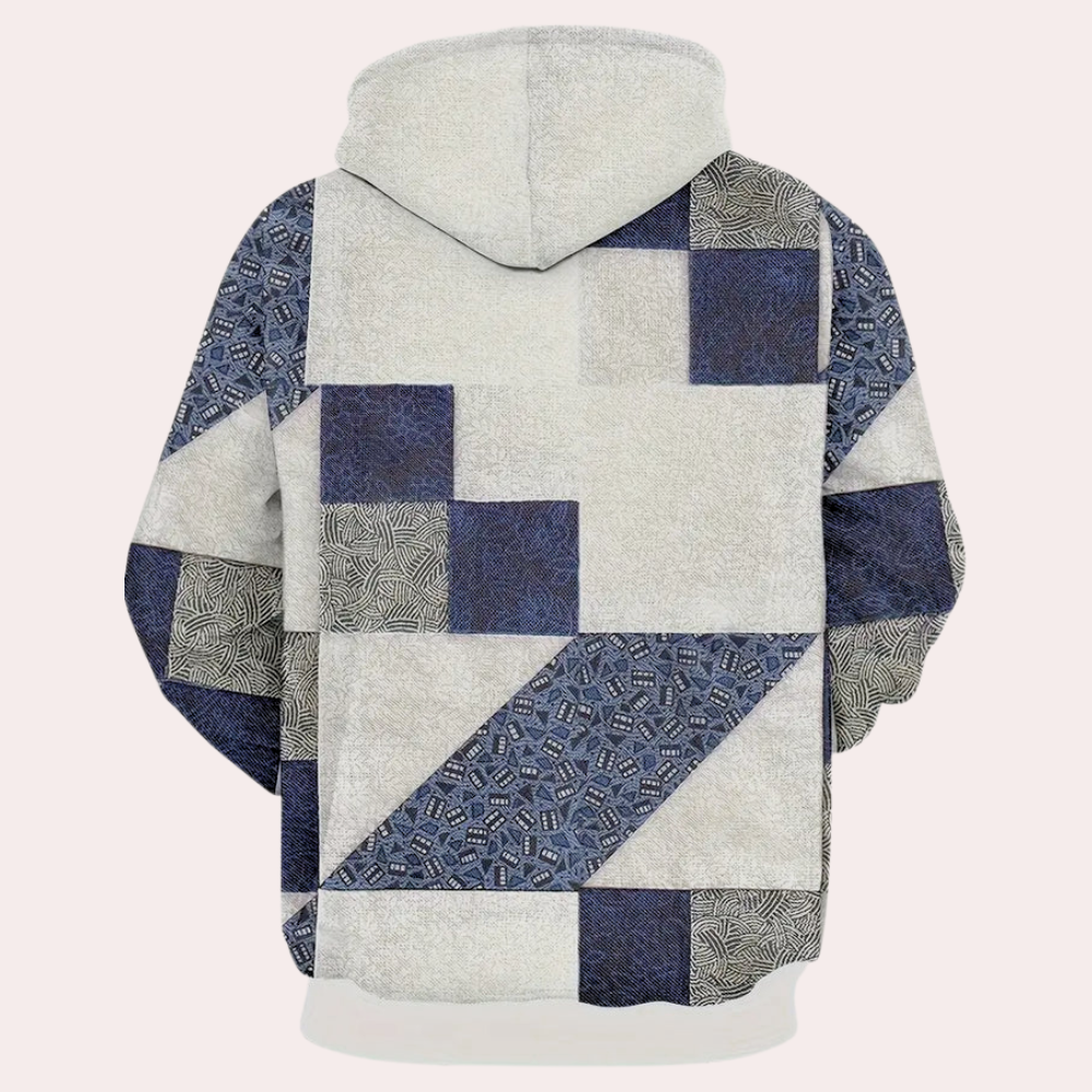Trendy Checked Hoodie for Men - Cedric-S-The Livary