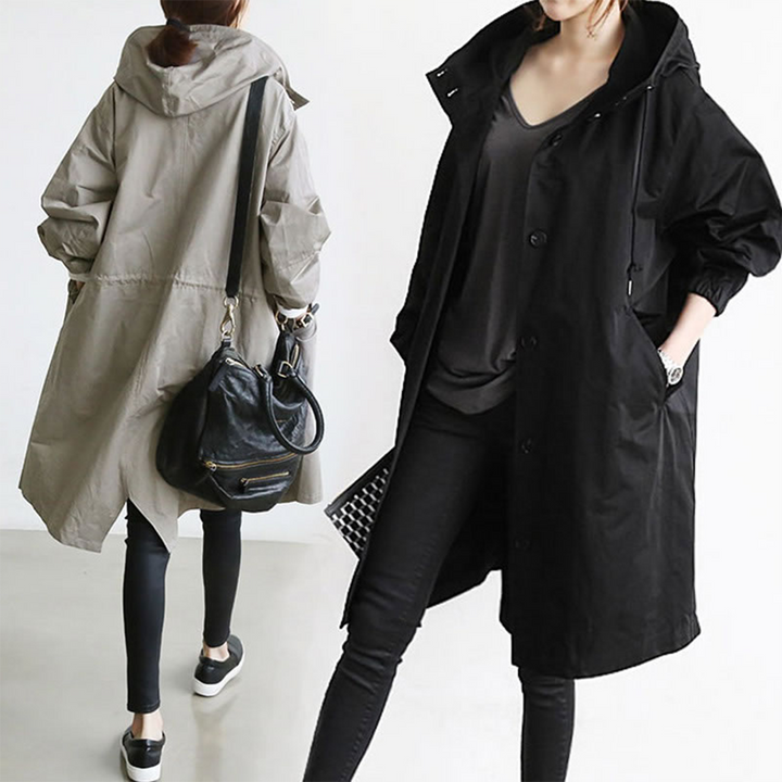 Trendy Long Raincoat for Women - Elise-Olive green-S-The Livary